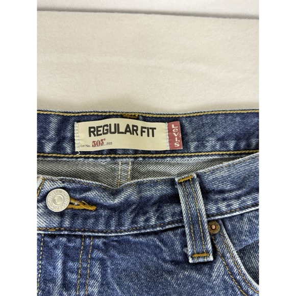 Levis 505 Jeans Mens 42x30 Blue Fade Regular Fit - Picture 2 of 10